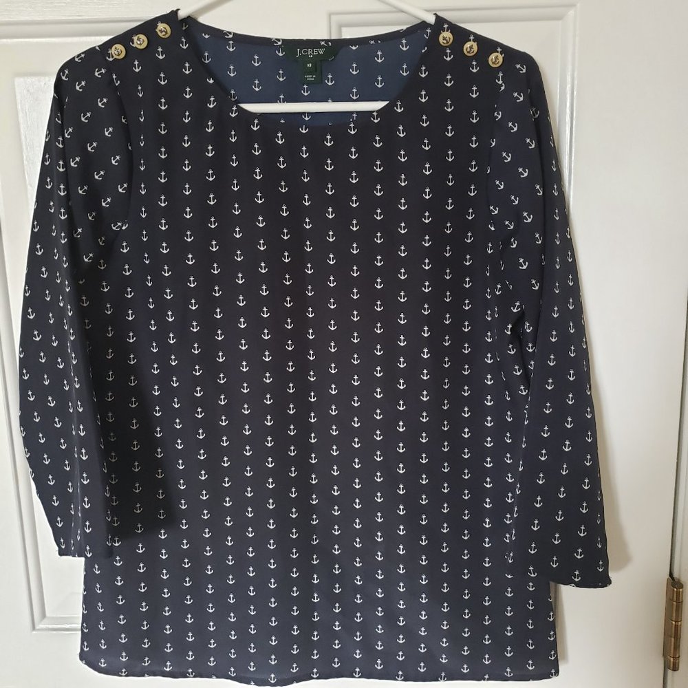 J Crew Anchor Top XS Navy White